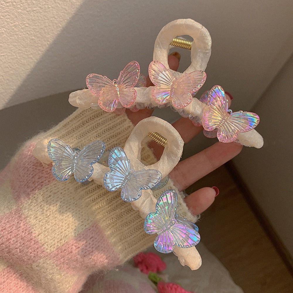 NEEDWAY Needway Butterfly Hair Claw Elegan Fashion Heardress Rambut Kepiting Klip Hewan Untuk Anak Perempuan Hair Clip Hadiah Besar Hair Claw Wanita Acrylic Hairgrip