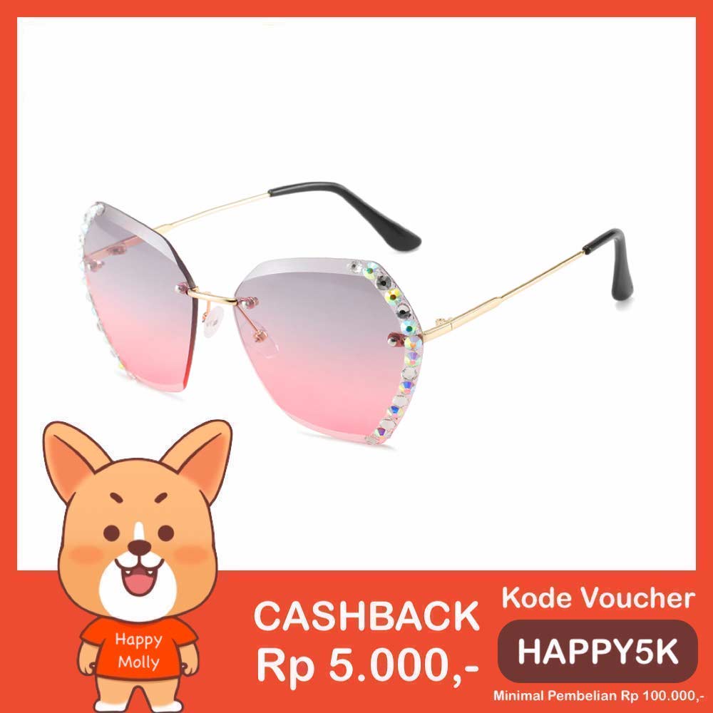 Kacamata UV400 [ Grey Pink ] Anti Radiasi - Sunglasses Wanita Korea - HM8158