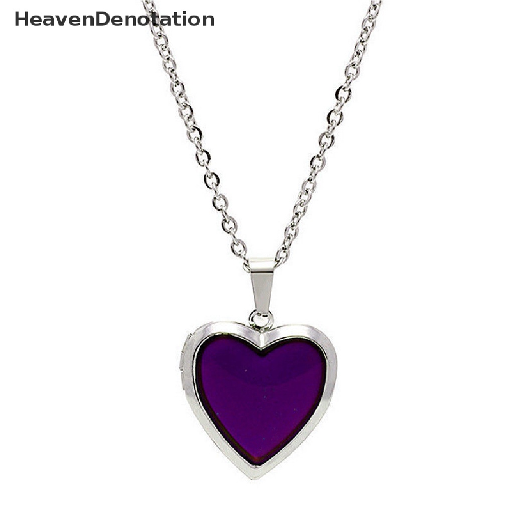 [HeavenDenotation] Mood Necklaces Peach Heart Love Pendant Foto Kalung Kontrol Suhu Warna HDV