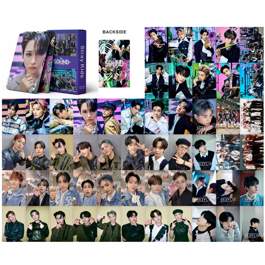 55pcs / box Stray Kids JAPAN Album THE SOUND Photocards FELIX HAN I.N HYUNJIN MINHO BIN BANGCHAN SEUNGMIN Lomo Cards Kpop Postcards