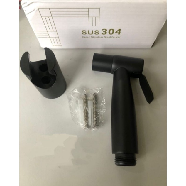 Jet shower bidet stainless Hitam / kepala jet shower toilet stainless free hanger