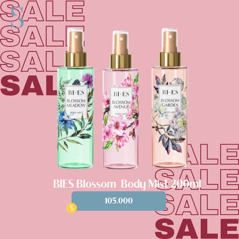 Terlaris ✨ -Bies Body Mist 200ml Blossom Meadow Roses Avenue | Parfum Wanita- 2.2.23