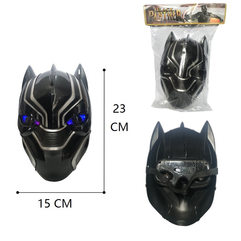 Mainan Figure Topeng The Avengers Black Panther Superhero Topeng LED Cosplay Halloween Realistis Properti Pesta Untuk Anak Dewasa