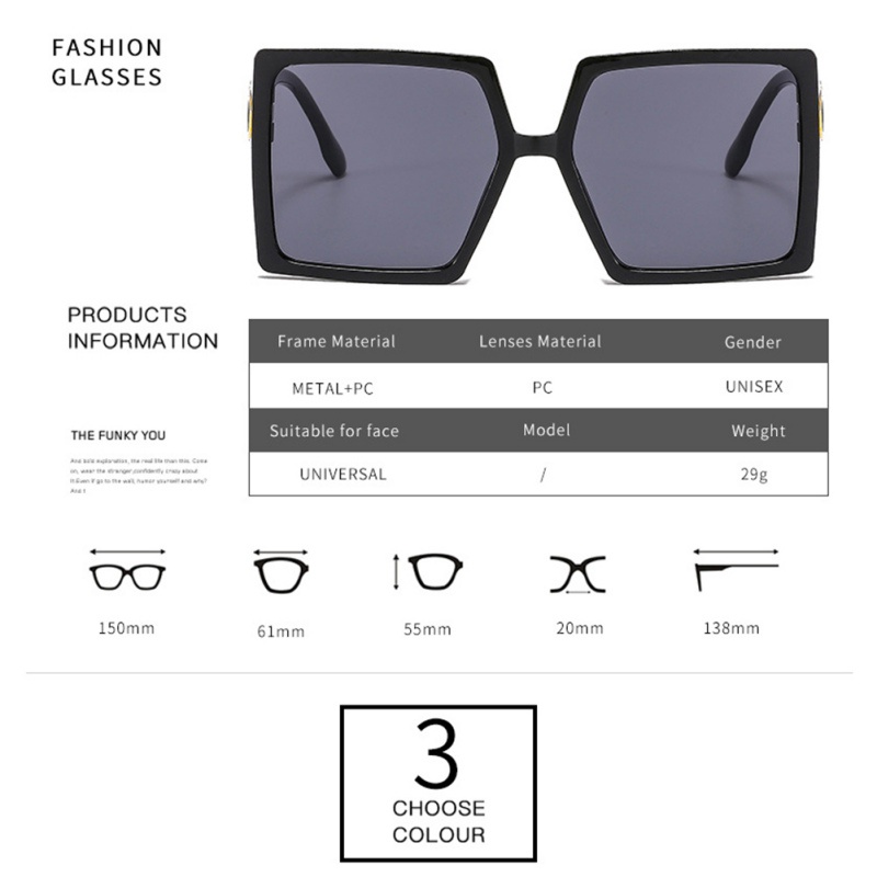 Kacamata Hitam Eropa Dan Amerika Cross-border Trend Square Sunglasses
