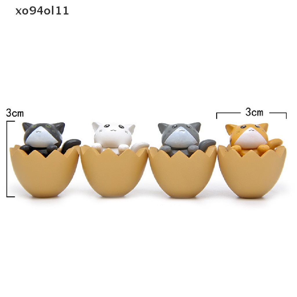 Xo 4PCS/lot Kartun Telur Kucing Malang Kotak Model Kitten Patung Kecil DIY Kucing Miniatur OL