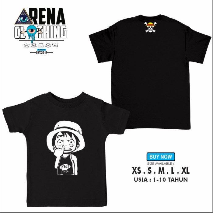 SP421 Kaos Baju Anak Logo Anime ONE PIECE MONKEY D LUFFY Luffy Ngupil
