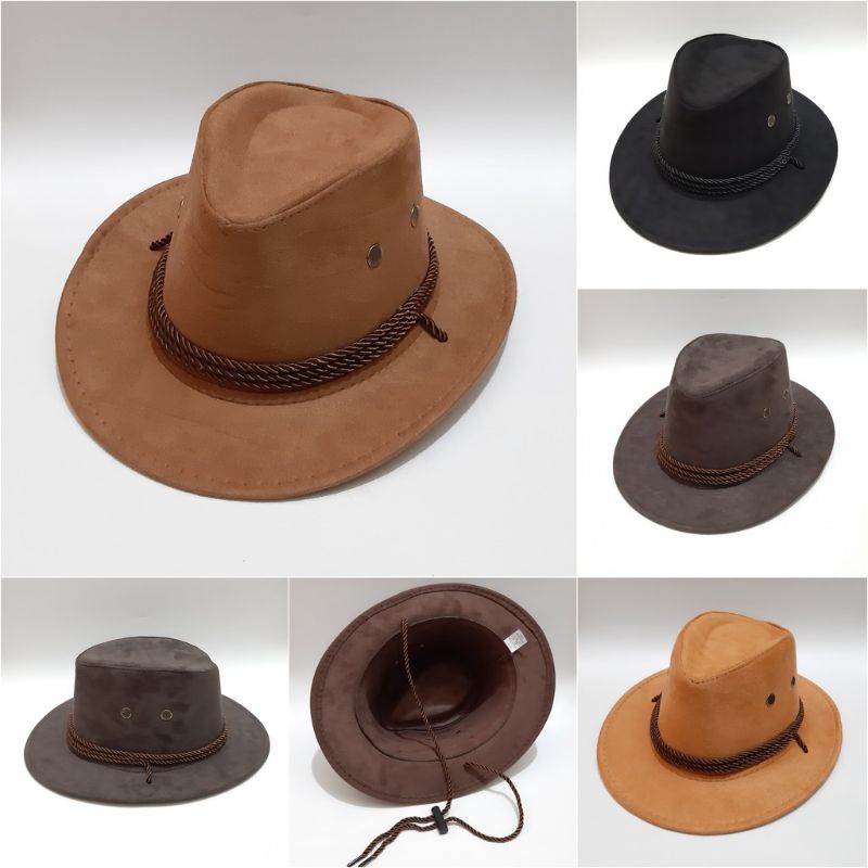 TOPI KOBOY PRIA AMRIKA,suede