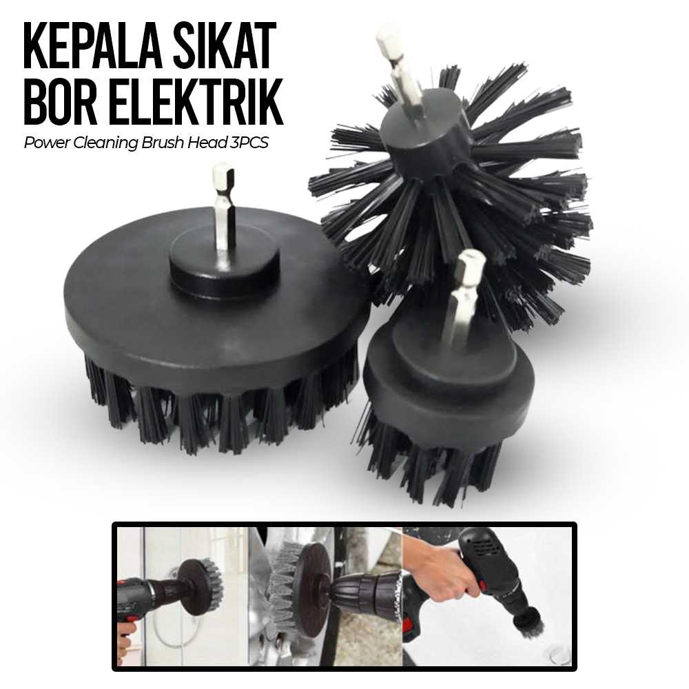 (BISA COD) FTIHSHP  Kepala Sikat Bor Elektrik Power Cleaning Brush Head 3PCS - DB003B