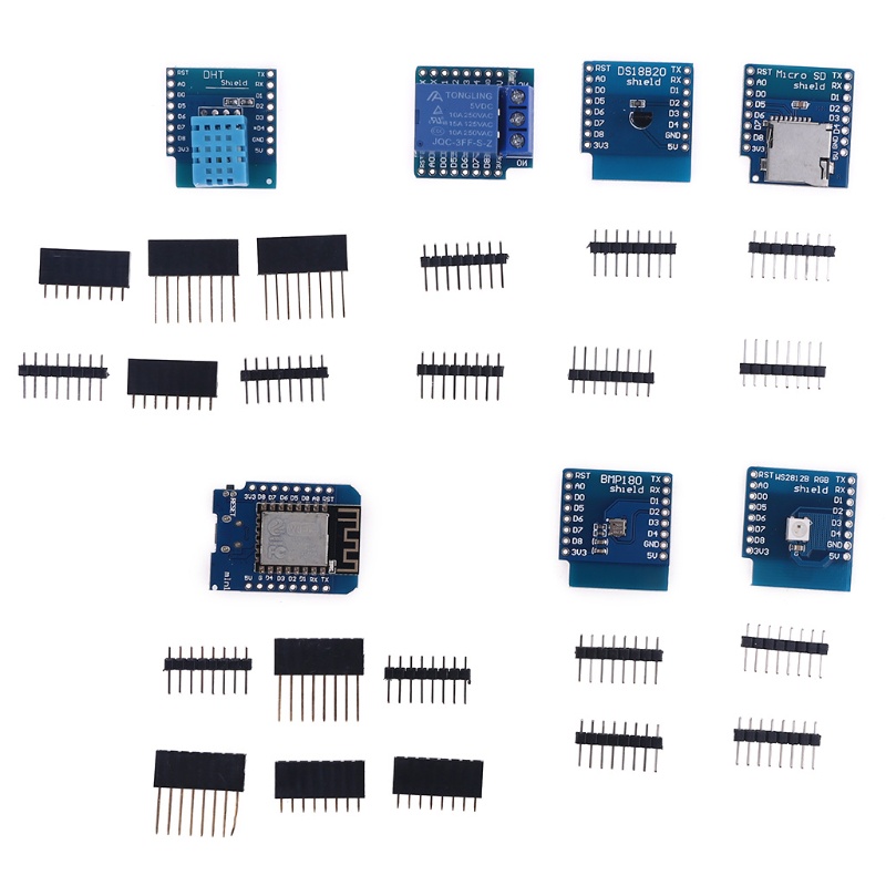 Btsg ESP8266 Pro Untuk D1 Papan Pengembangan WiFi NodeMcu Lua WS2812 RGB DHT1 BMP180 Perisai LED Dengan Pin Untuk WeMos Mini DI