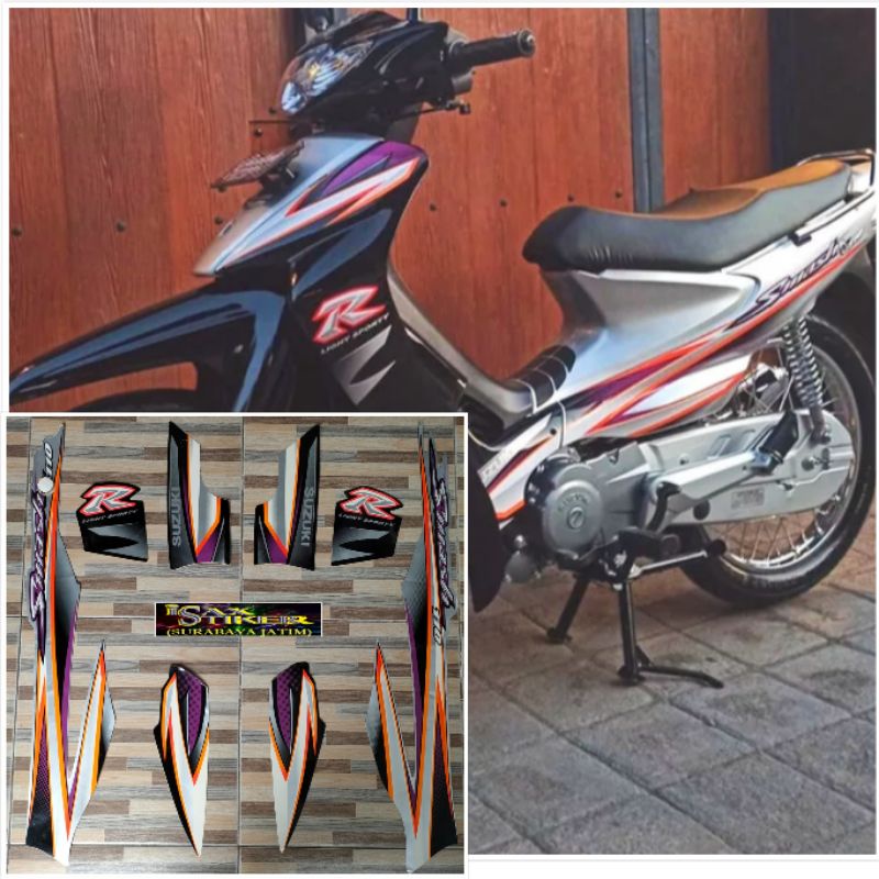 striping original Suzuki smash 110 hitam Silver tahun 2005 2006