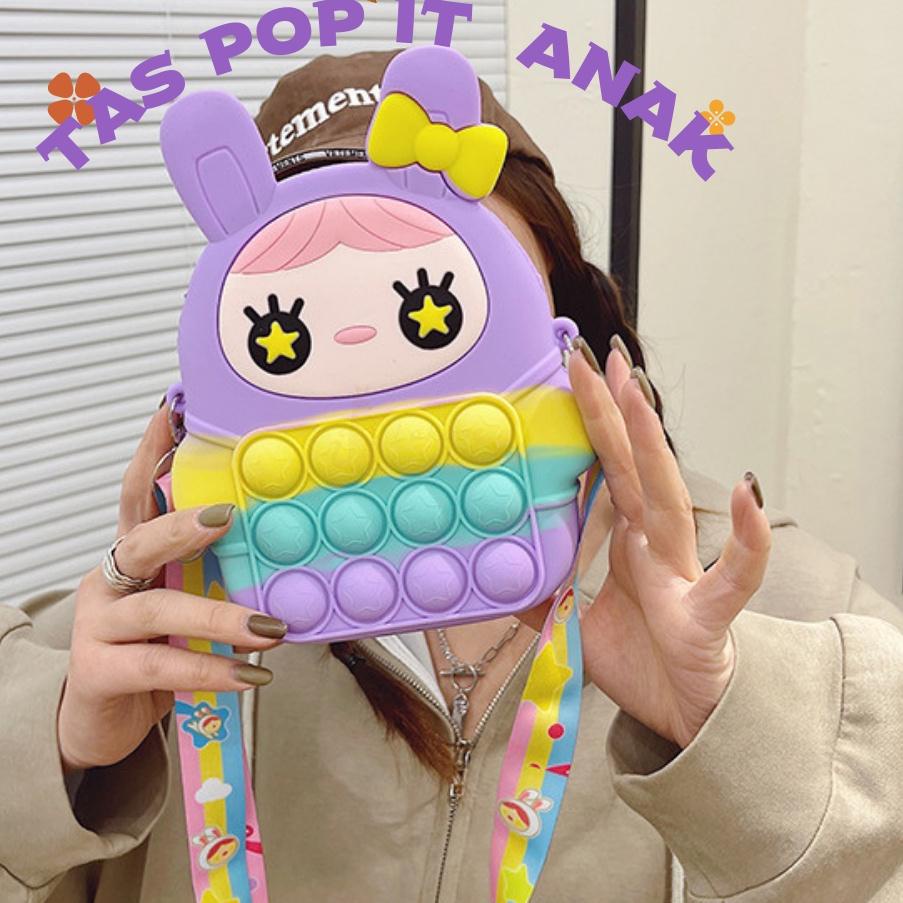 Banyak dicari Lakooe Tas pop it anak Selempang kelinci Push pop it jelly