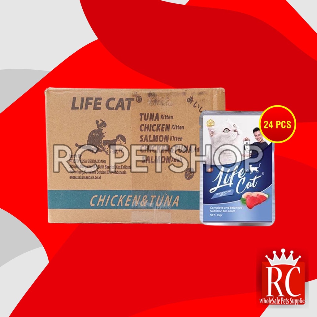 Makanan Basah Kucing Life Cat Sachet Pouch Grosir Dus isi 24 PCS 85 GR