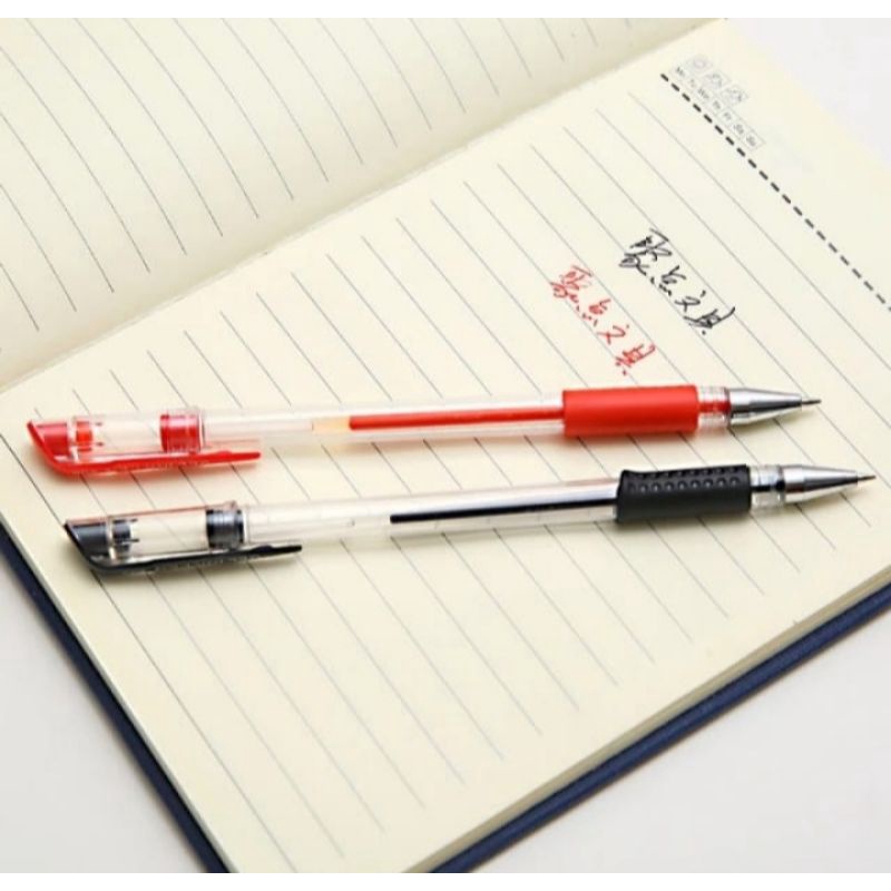 

Pena Pulpen bolpen ballpoint gel jel hitam merah biru gel tint pen alat tulis sekolah kantor