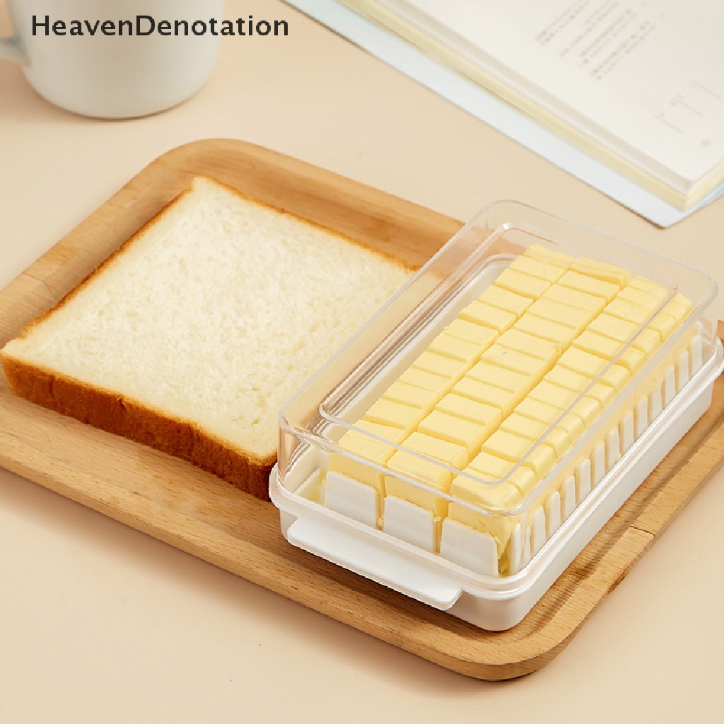 [HeavenDenotation] Butter Cutg Box Butter Cutter Kulkas Crisper Storage Box Sealed Kotak Mentega Kotak Penyimpanan Container HDV