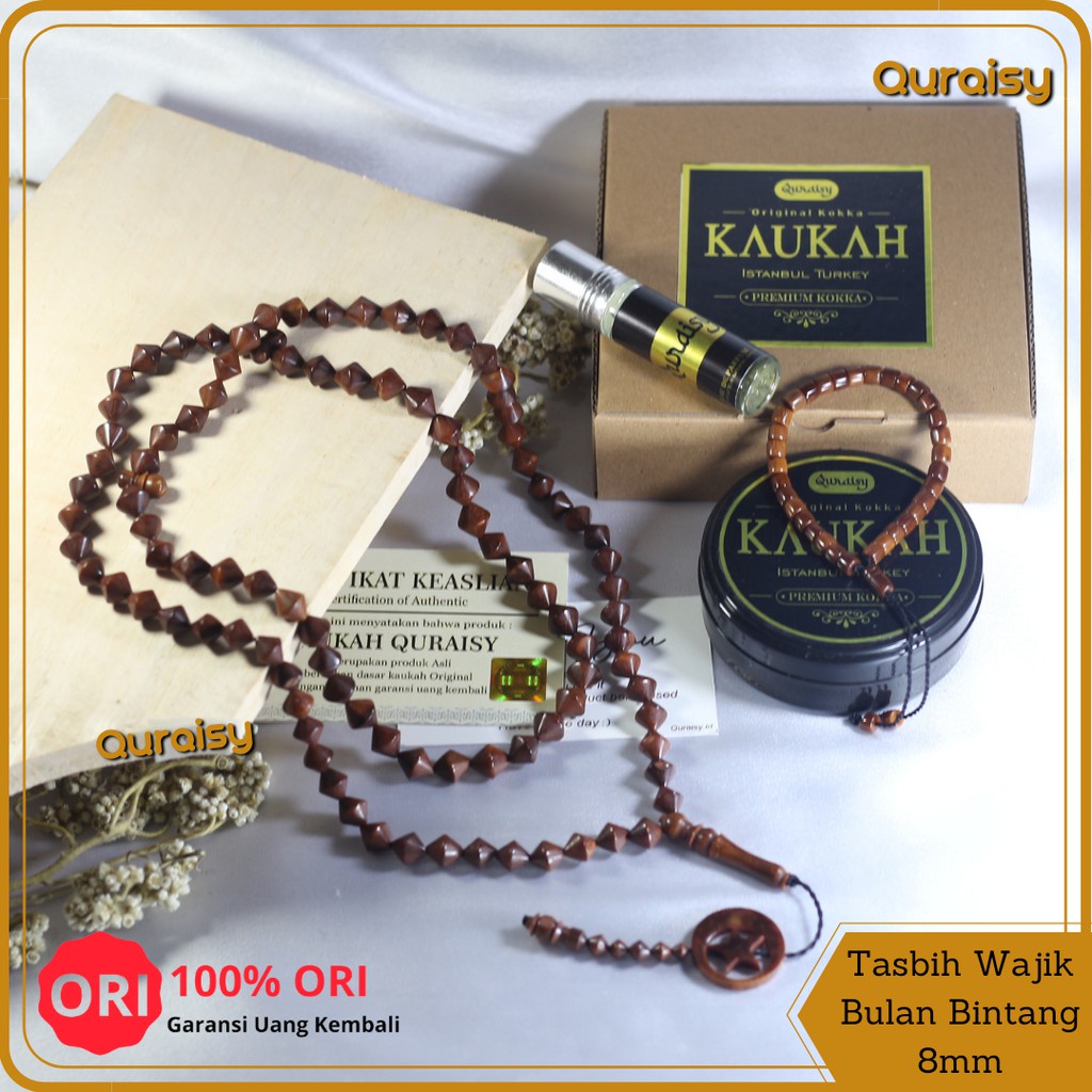 𝐐𝐮𝐫𝐚𝐢𝐬𝐲 𝐊𝐚𝐮𝐤𝐚𝐡 - Tasbih Kaokah Wajik 8mm Bulan Bintang Kokka Turki Original Jumbo
