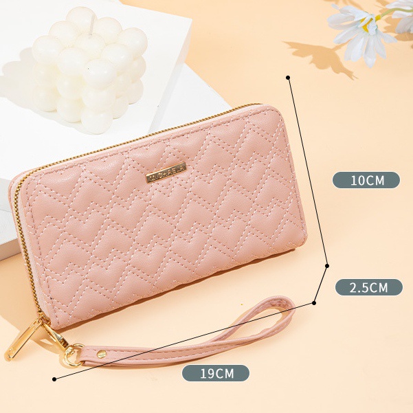 DOMPET PANJANG WANITA KOREA CEWEK MURAH BATAM KEKINIAN LUCU FASHION SIMPLE SLOT KARTU RESLETING UANG PREMIUM KULIT PINK CHAMONIX WA647P3 IMPORT TALI PENDEK KOIN REMAJA BRANDED