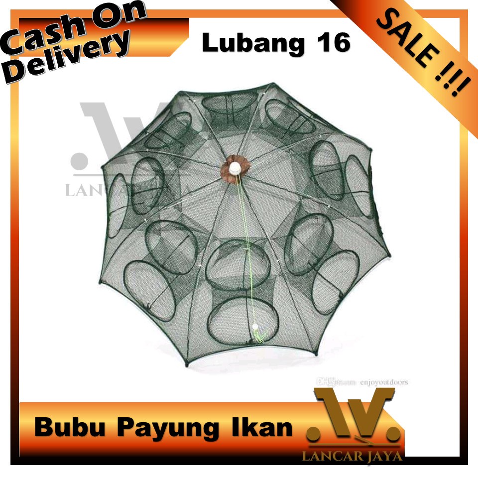 Jaring Ikan Bubu Payung 16 Lubang Jebakan Perangkap Udang ikan Kepiting Model Payung