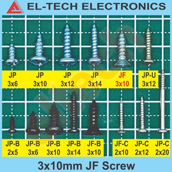 100pcs 3x10 mm 3x10mm Screw Sekrup JF elt3ch
