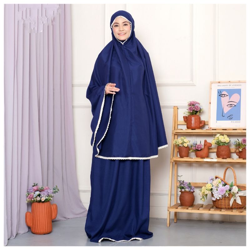 Mukena Jennabia/ Mukena Traveling Dewasa Premium Polos Renda