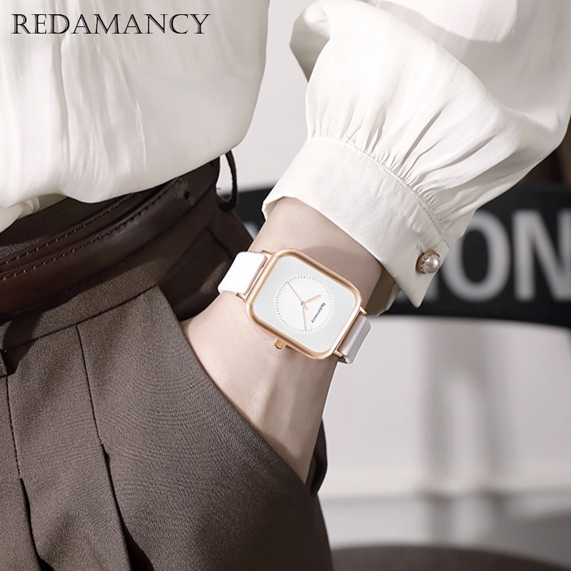 Redamancy Original jam tangan wanita  Fashion Casual Watch Tonton Kuarsa Arloji tahan air Kulit