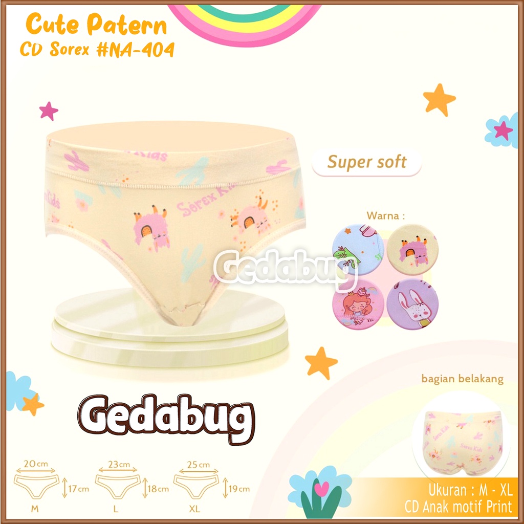 3-6 Pcs CD Anak Sorex NA-404 Cute Patern | Celana dalam anak motif Print Bunga | Gedabug