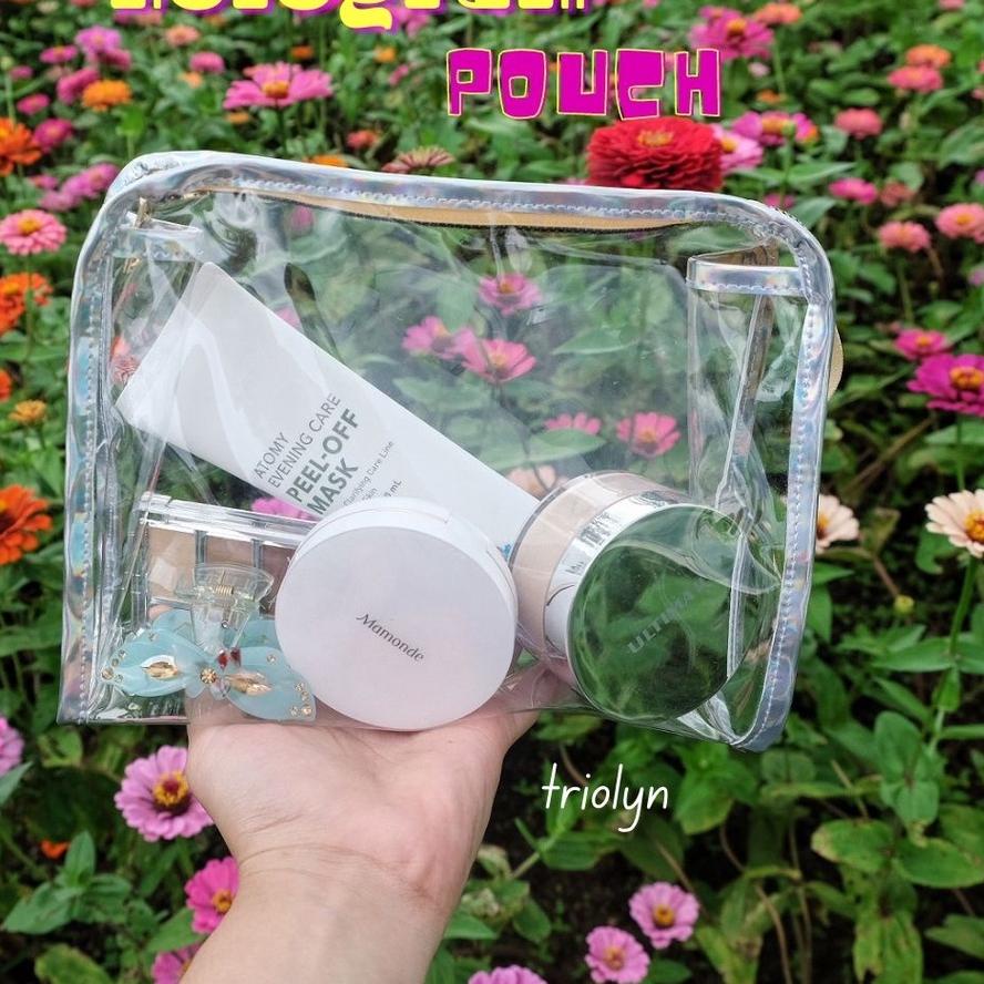 ● Pouch Transparan hologram ( make up, tempat pensil , brush) ❀