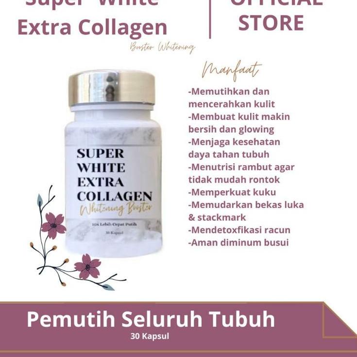 ✫Sale✌ PROMO Pemutih Seluruh Badan Terlaris Super White Extra Collagen Whitening Booster Ampuh - Glu