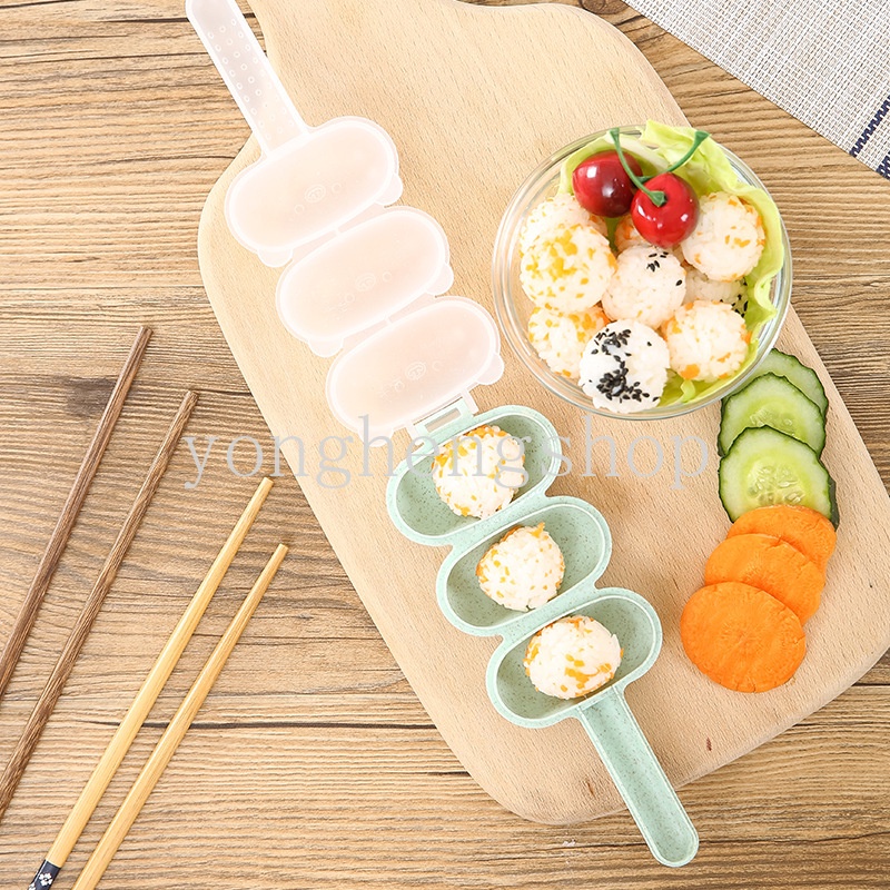 2pcs / set Cetakan Nasi / Onigiri / Sushi / Bento DIY Anti Lengket Dengan Sendok Untuk Anak