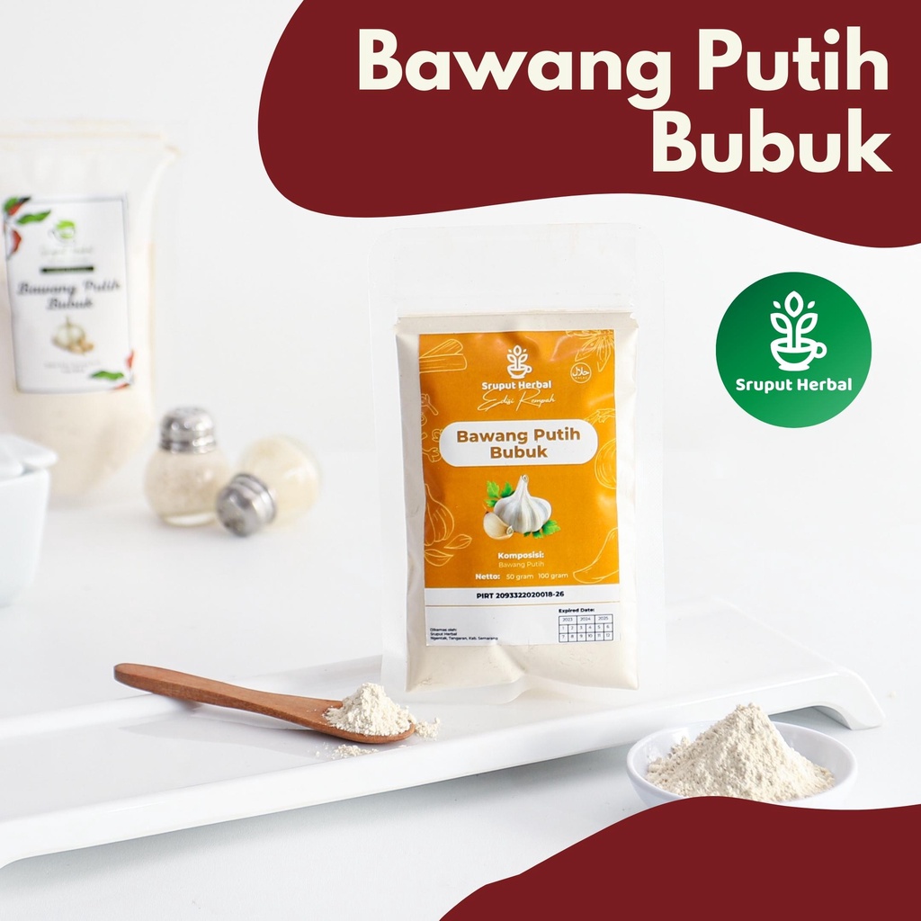 

SRUPUT HERBAL - Bumbu Premium Semua Varian (Kemasan 50g) Bawang Putih Bubuk