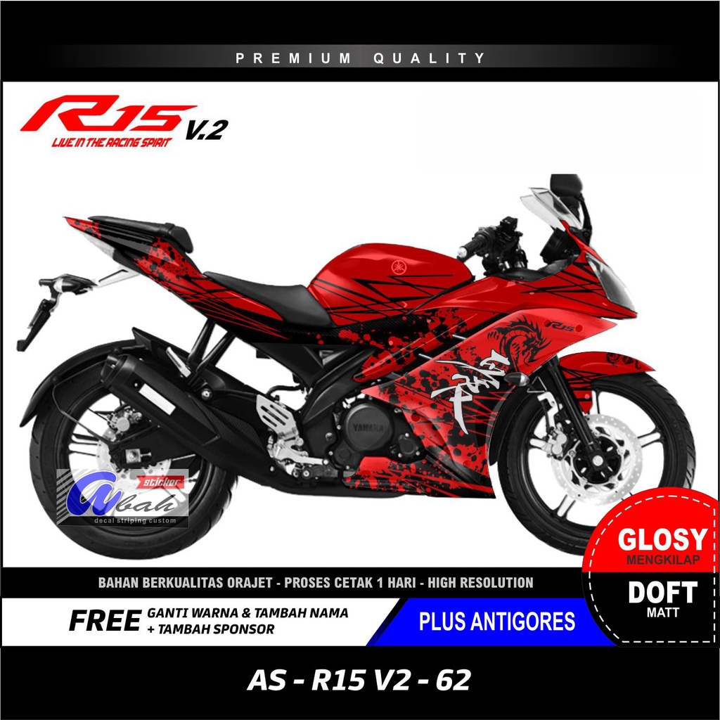 Sticker Decal R15 V2 Desain 62 Fullbody... Decal Yamaha R15 V.2 Decal Keren, Decal Terbaru