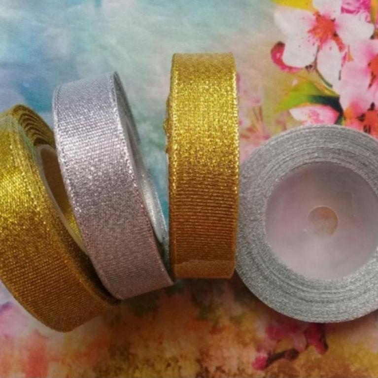

M25 Pita Metalic Glitter 2 cm Silver Emas 25 yard HARGA MURAH ㅋ