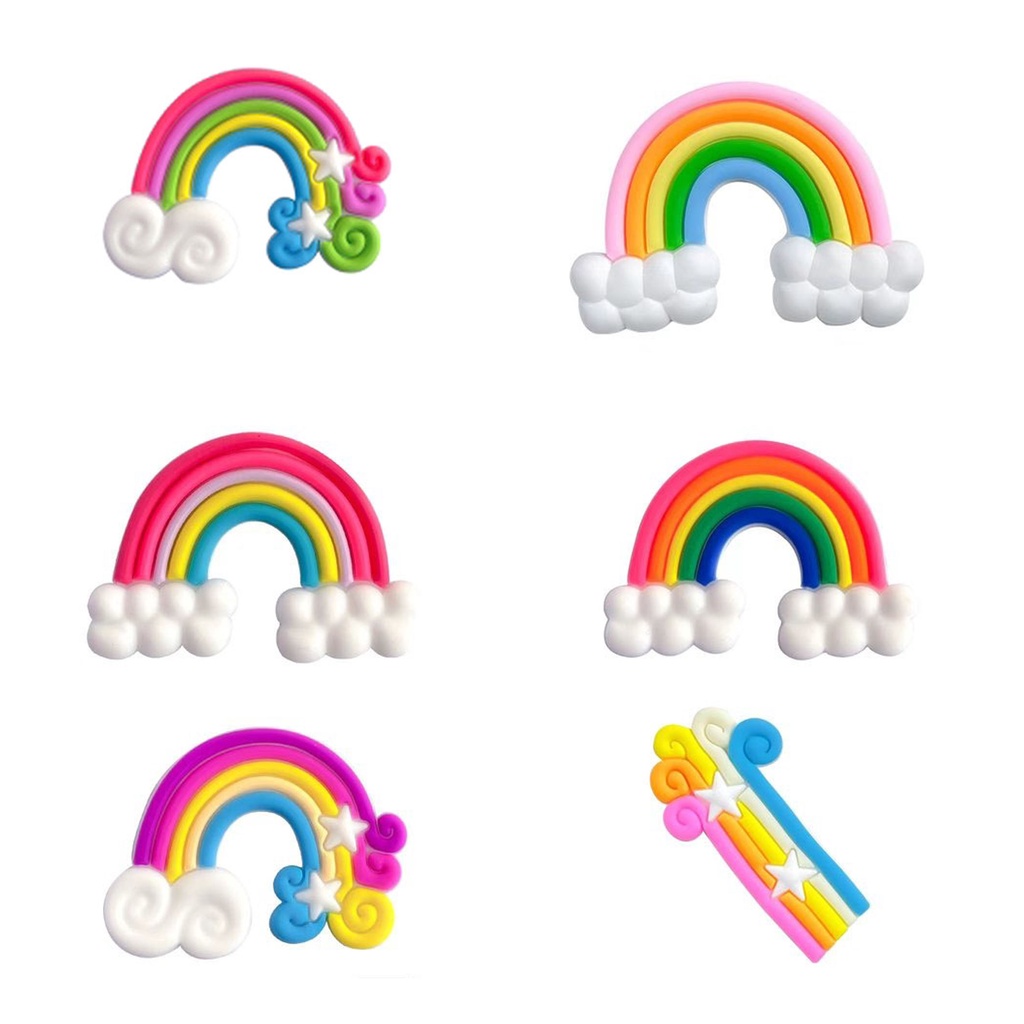 Cake topper hiasan kue clay pelangi rainbow awan Kecil 3D Bahan Clay Resin Warna Warni