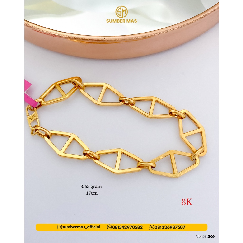 HOLLOW PAPERCLIP BRACELET 8K - SUMBER MAS