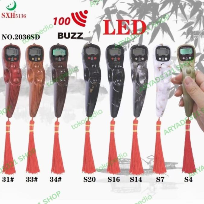 Tasbih Digital Premium Motif Kayu Marmer Led Alarm Per 100 Bunyi