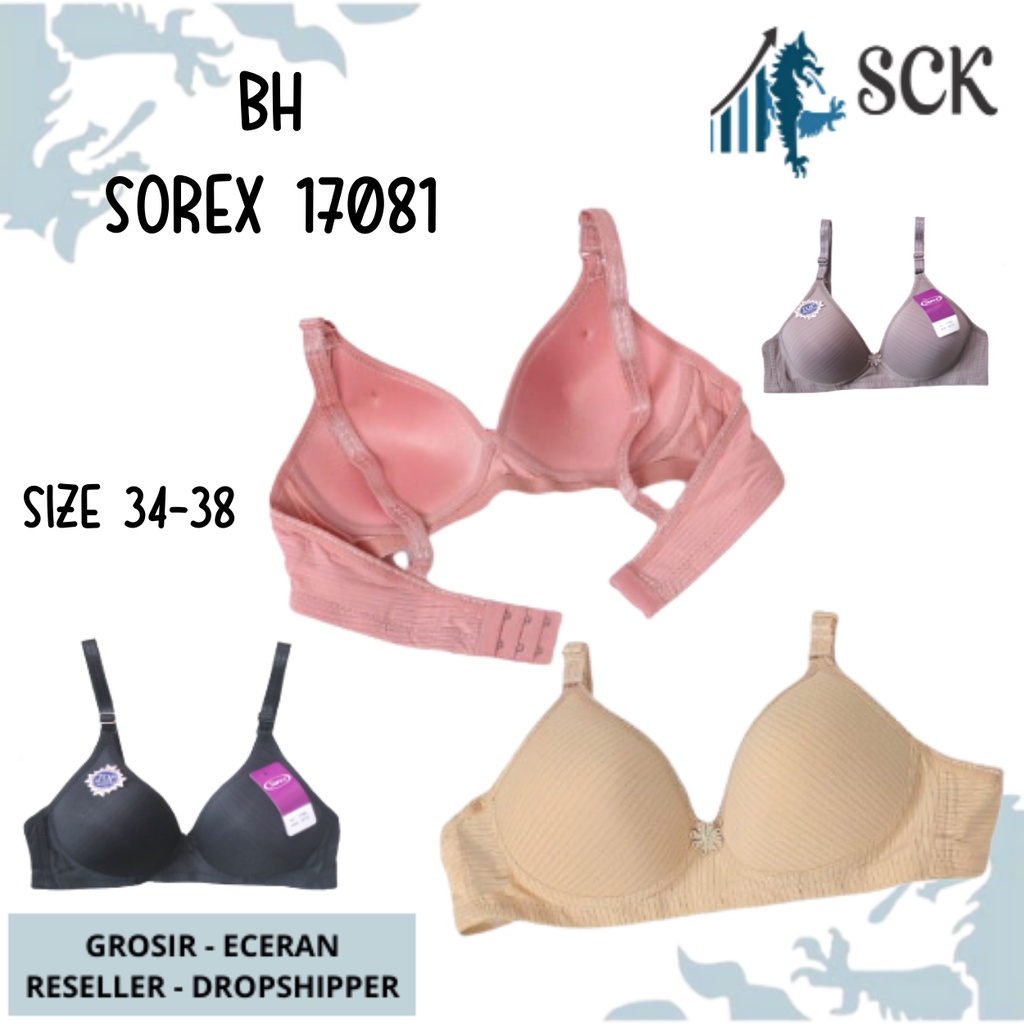 BH SOREX 17081 Tanpa Kawat Busa Tipis Motif Bunga / Pakaian Dalam Wanita - sckmenwear GROSIR