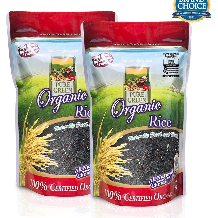 

♬ Puregreen Organic Rice Beras Organik Beras Hitam (Black Rice) Paket 2 x 1 kg ☻