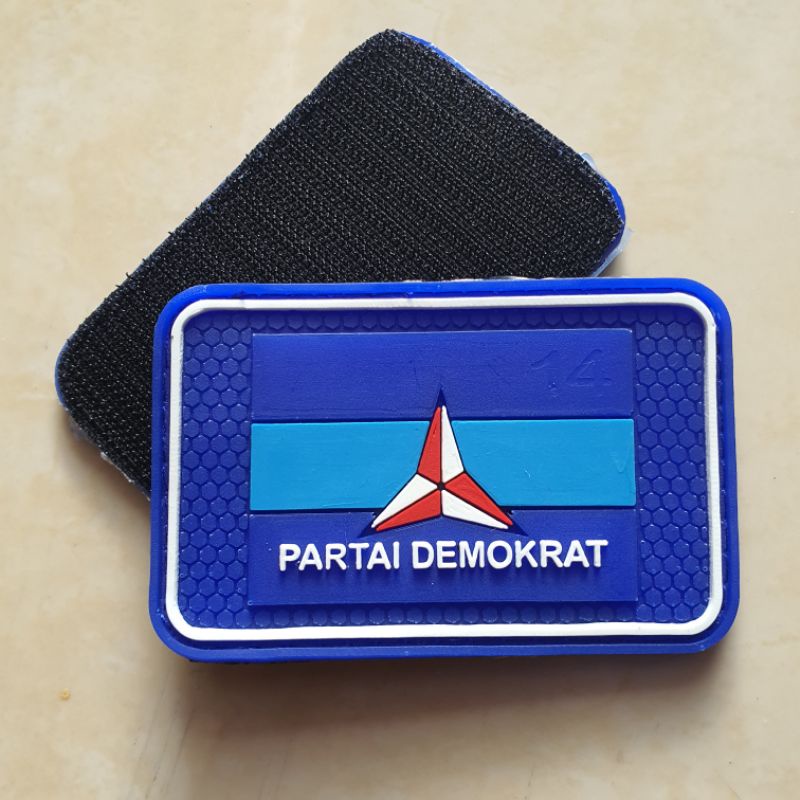 patch rubber logo partai demokrat / pemilihan umum / pemilu / tempelan emblem karet velcro