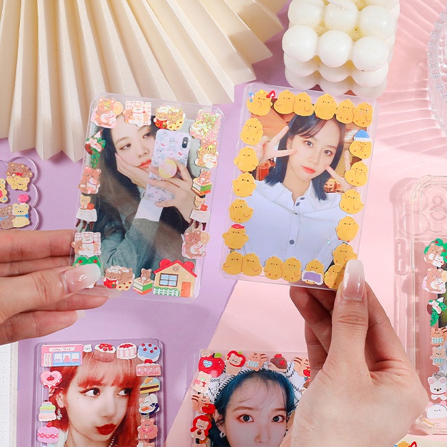 1lembar Laser Stiker Hewan Lucu Kawaii Kelinci Kucing Anjing Beruang Pola Kue Scrapbooking DIY Stiker Korea Guka Idol Card Decor Siswa Alat Tulis