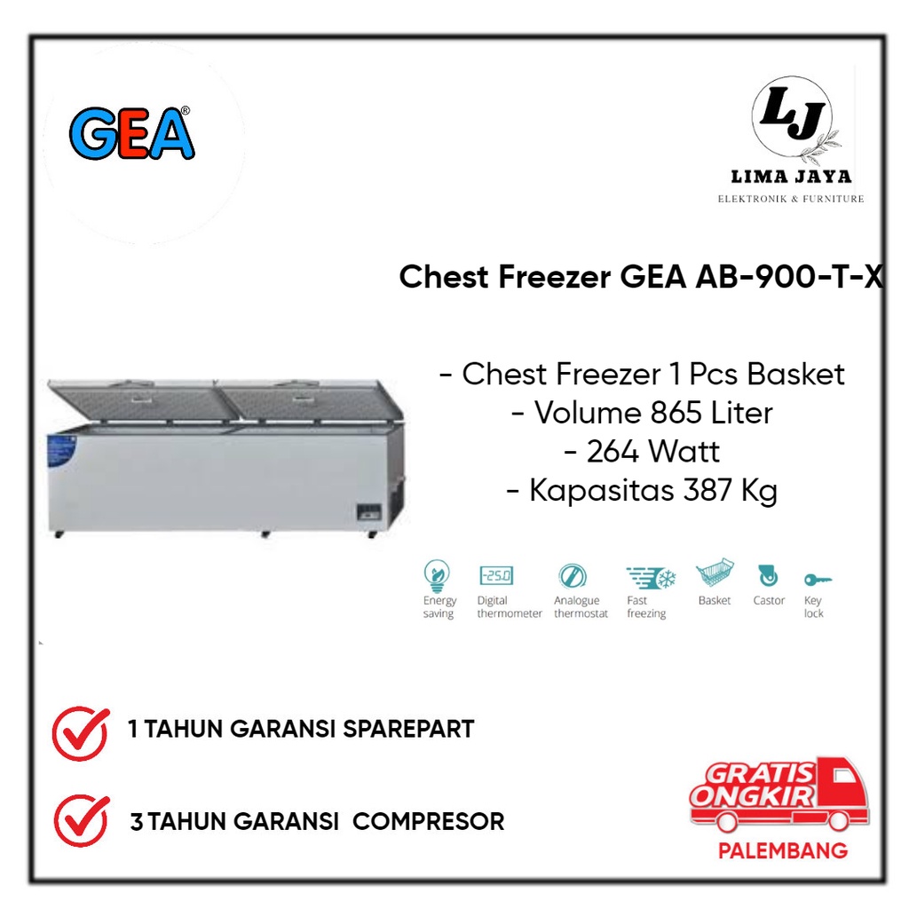 Chest Freezer GEA AB-900-T-X Freezer Box Lemari Pembeku GEA