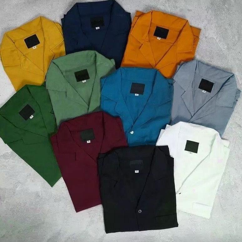 HARGA SPESIAL Basic Colour Shirt | Kemeja Polos Pria Import Lengan Pendek | Bowling Shirt Baju Polos