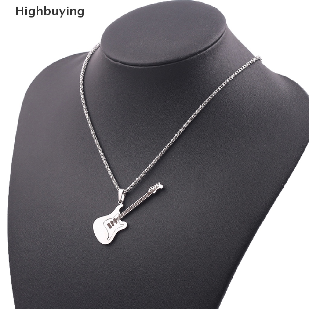 Hbid Hip Hop Emas Hitam Warna Perak Fashion Pria Wanita Stainless Steel Musik Rock Gitar Liontin Perhiasan Rantai Kalung Hadiah Glory