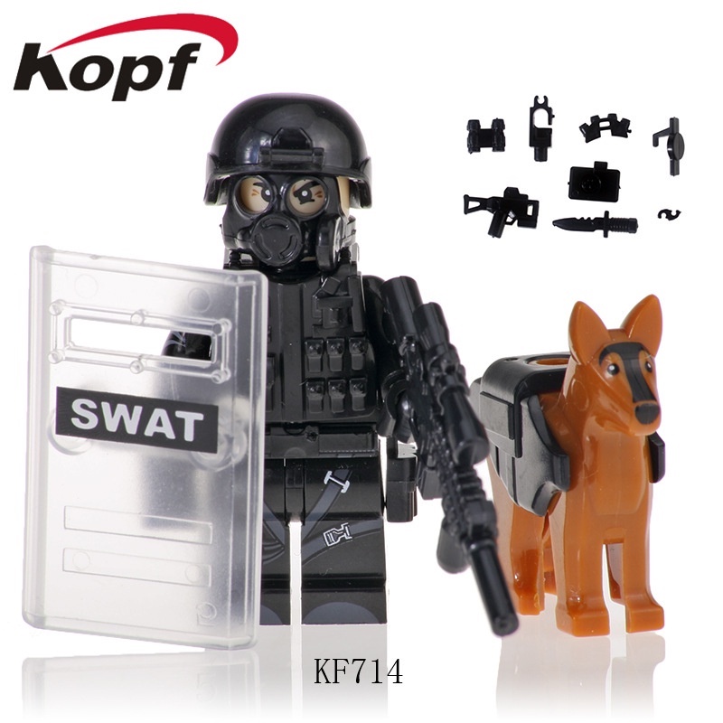 Blok Bangunan Khusus Polisi Minifigures Police Team Dog Mini Angka Mainan Rakitan Anak Hadiah Ulang Tahun