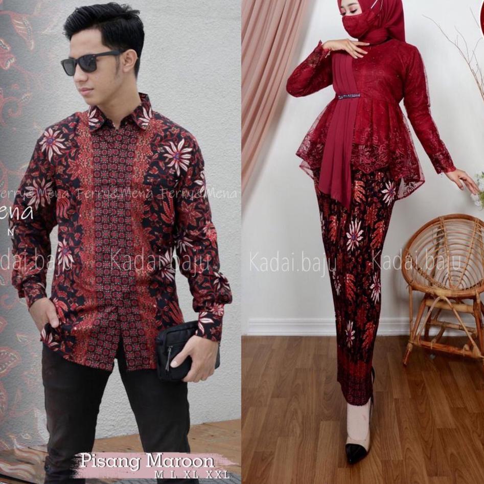 ♔  / Set couple kebaya aurora selendang Brokat tile bordir / Kebaya Couple Pesta / Couple Batik / Co