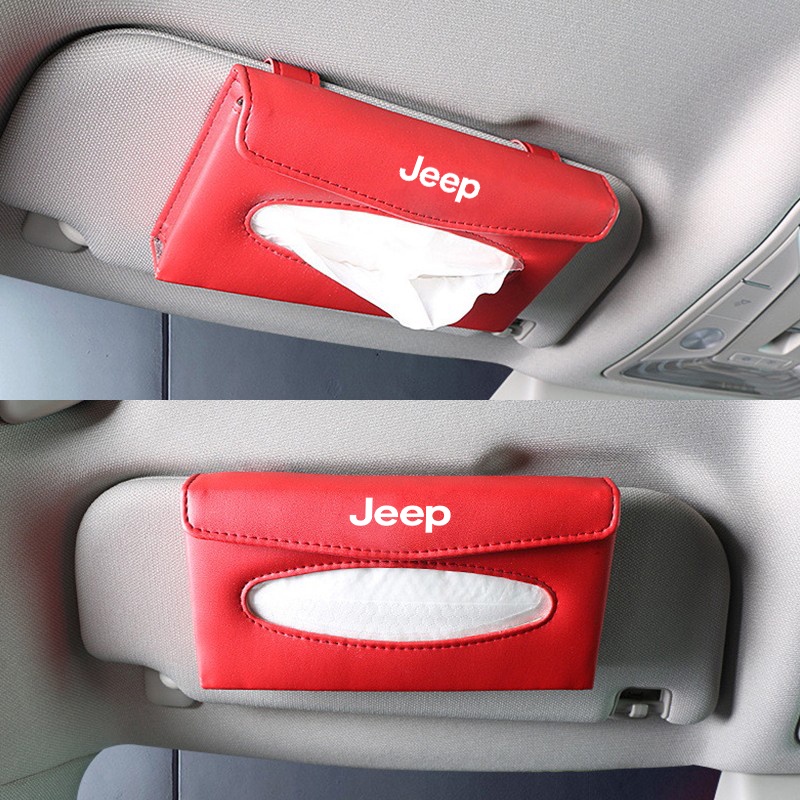 Jeep Tempat Penyimpanan Tisu Sun Visor Mobil Auto Paper Towel Leather Tissue Box Untuk Kompas Renegade2022 Willys Wrangler jk Cherokee xj