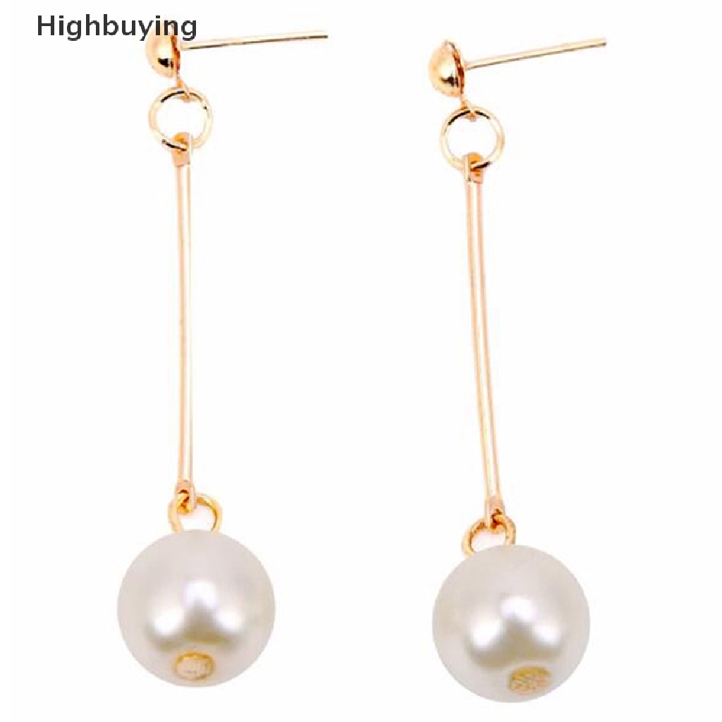 Hbid Long flow Artificial Pearl Earrings Anting Wanita Perhiasan Anting Mutiara Glory