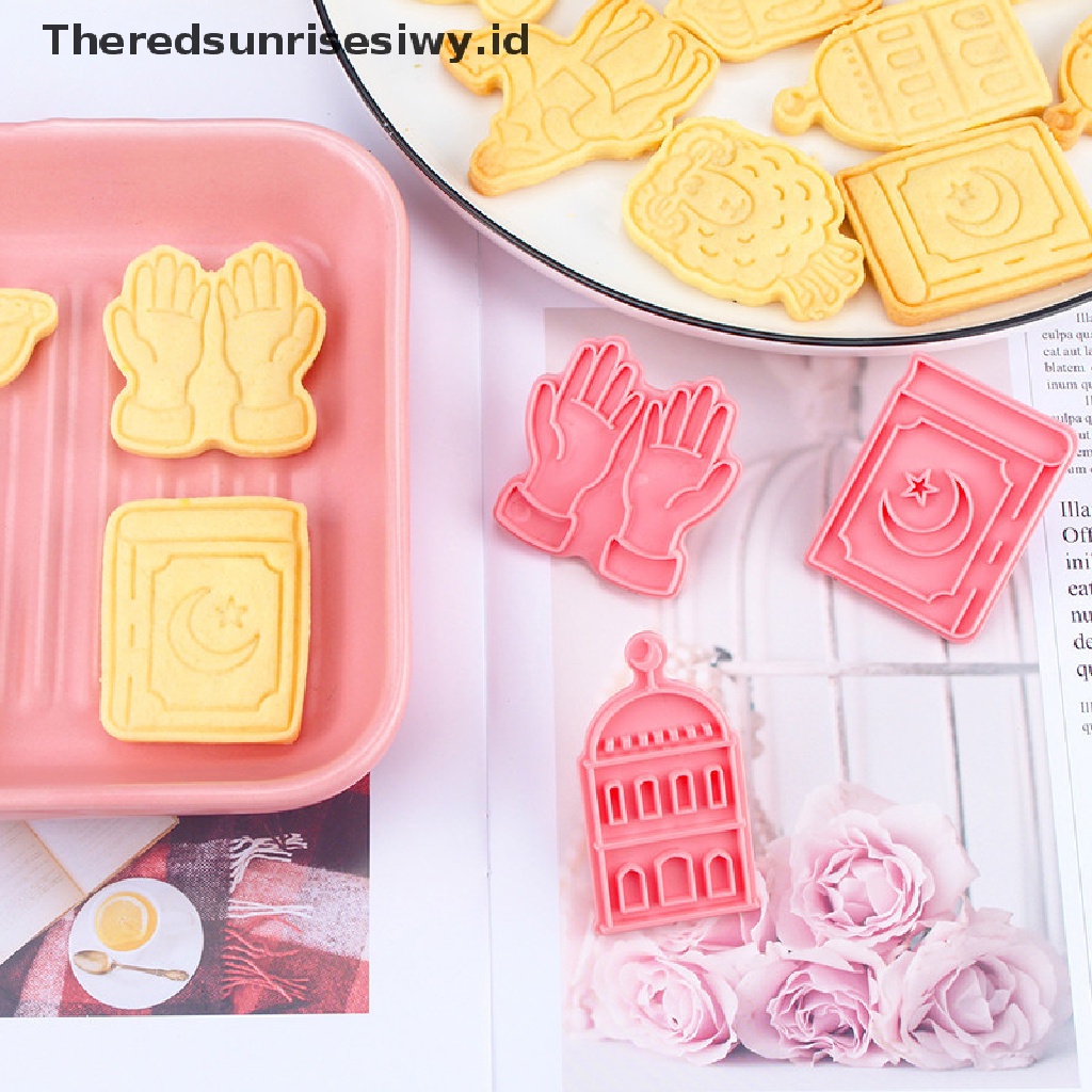 # New # 6/8pcs/set Pemotong Kue Kering Kartun Eid Mubarak DIY Alat Baking Ramadhan Plastik~