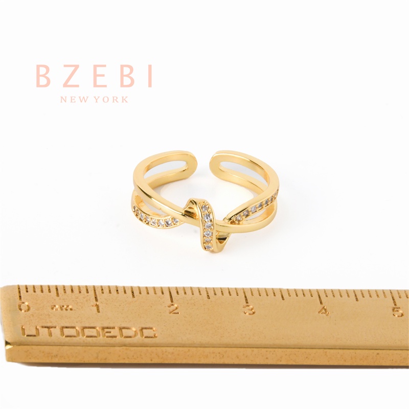 Bzebi Cincin Emas Berlian 18k, Cincin Terbuka Ajustable, Anti Karat, Gaya Korea, Aksesoris Fashion Wanita, Aksesoris Sehari-Hari, Perhiasan Premium, Hadiah Ulang Tahun Dengan Box 1128r