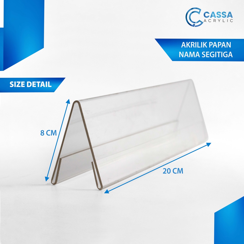 

AKRILIK / ACRYLIC / DISPLAY PAPAN NAMA MEJA PANITIA SEGITIGA 8 x 20 CM / PAPAN MEJA 8X20CM