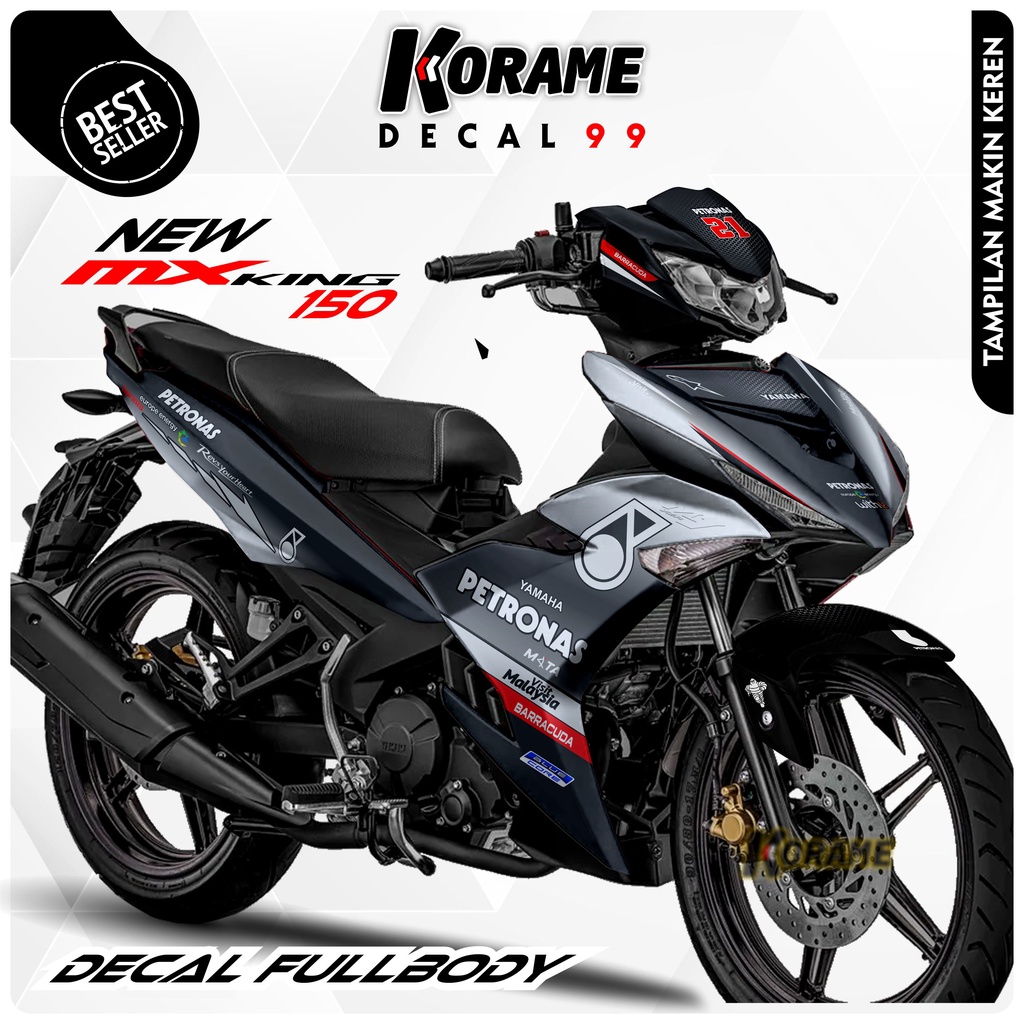 Decal Fullbody New MX KING 150 Motif Petronas SRT Putih Stiker Decal New MX KING 150