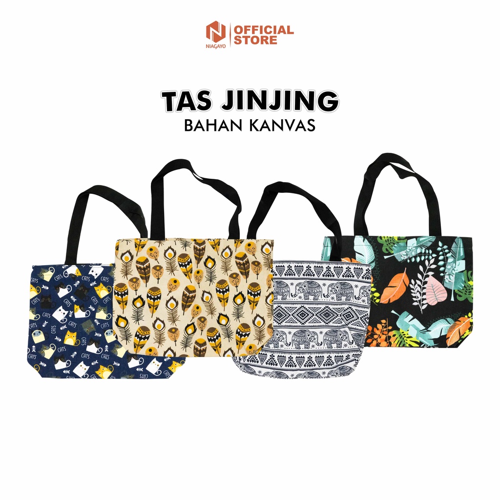 Tas Jinjing Wanita / Tas Baju Wanita /Tas Kanvas Handbag Model Jinjing Bermotif Bunga